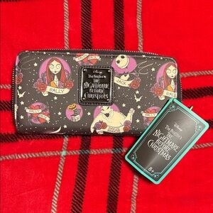 Loungefly The Nightmare Before Christmas Tattoo Art All Over Print Zip Wallet